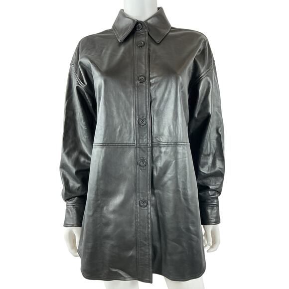 Quince Leather Black Size XS Shirt Jacket - Picture 2 of 5
